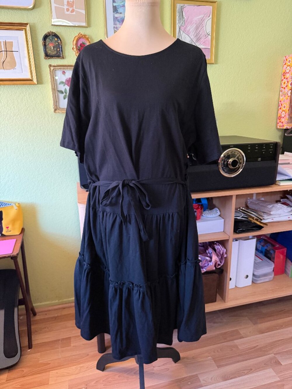 River Island Black Short Sleeve Belted Dress NWT Size 20